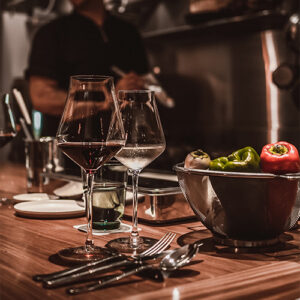 two wine glasses